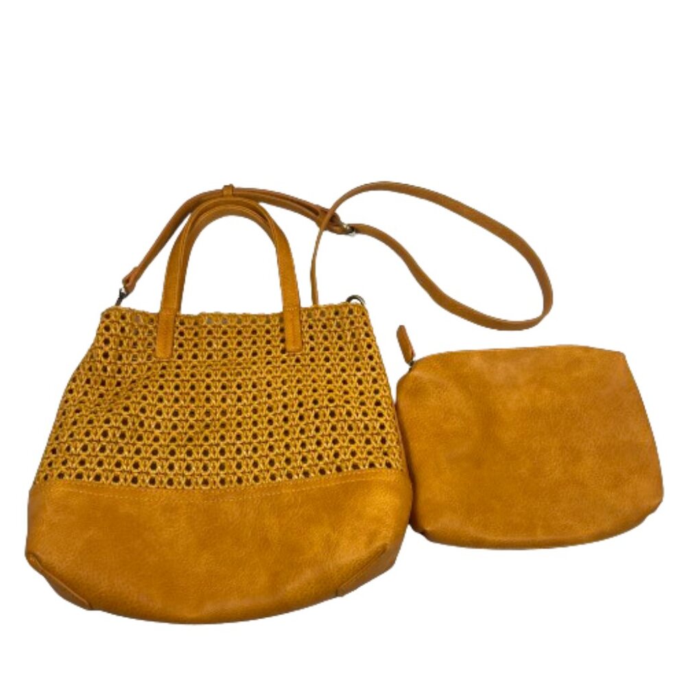 Anthropologie Womens Crossbody Bag‎ With Pouch Insert Mustard Yellow Boho Purse